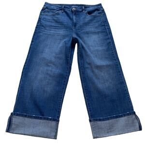 INC Cuffed Crop Women's size 12 Medium Wash Blue Denim Jeans